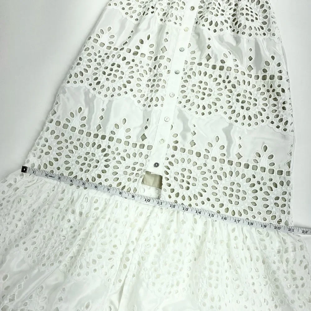 Winston White eyelet v-neck wedding getaway honeymoon dress XS